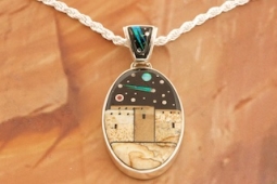 Calvin Begay Starry Night in the Pueblo Sterling Silver Pendant